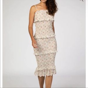 Pink Blush Smocked Fitted Maternity Dress